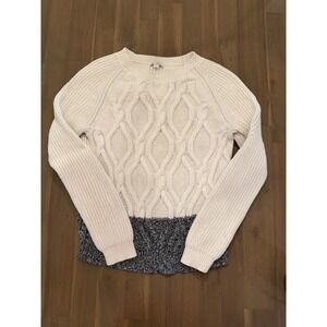 Vintage‎ Gap Cable Knit Two Tone Sweater Cream Charcoal Gray Women's Size S